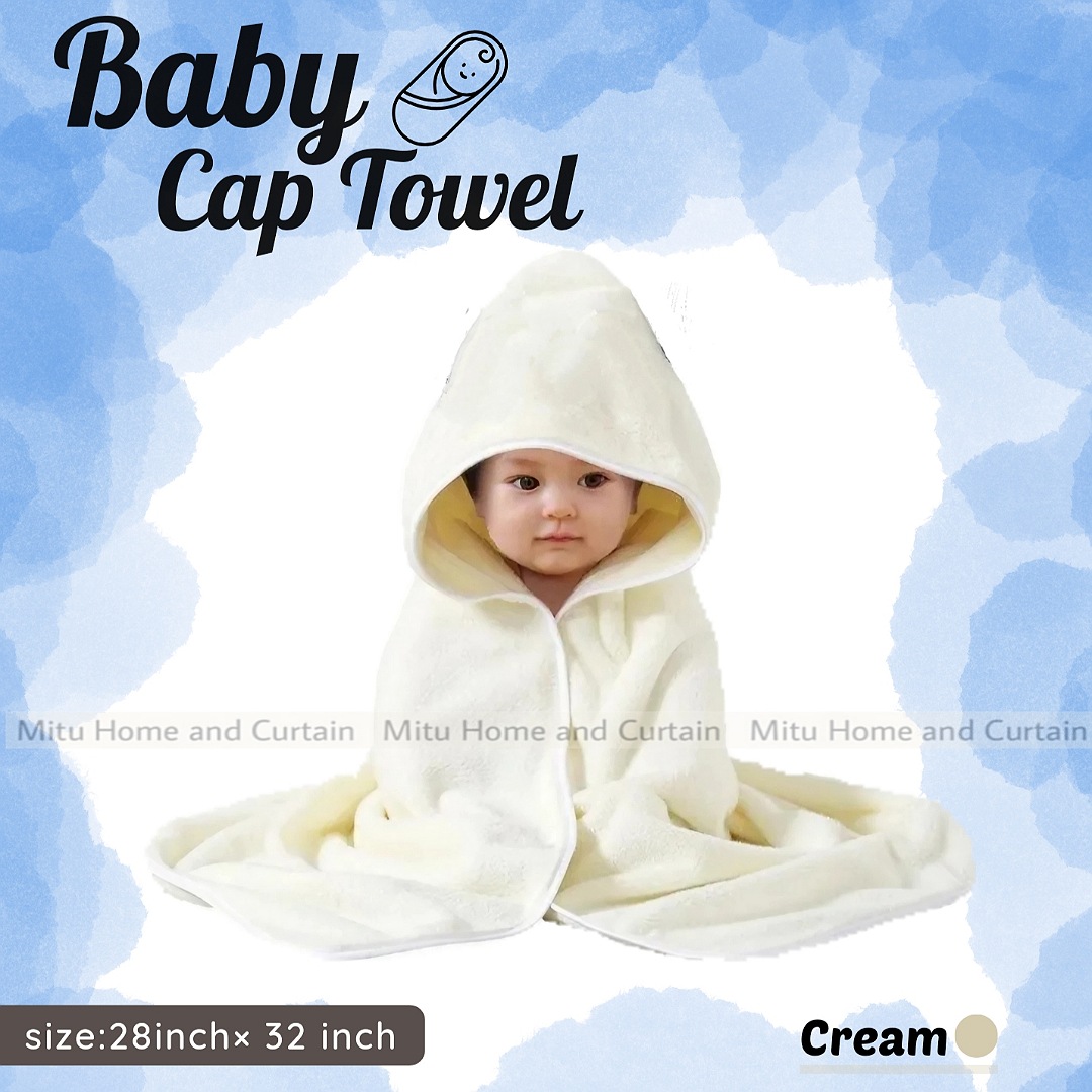 Buy Baby Cap towel Cotton hooded premium towel 28 inch * 32 inch Pink Blue Cream Online at Best Price In Bangladesh