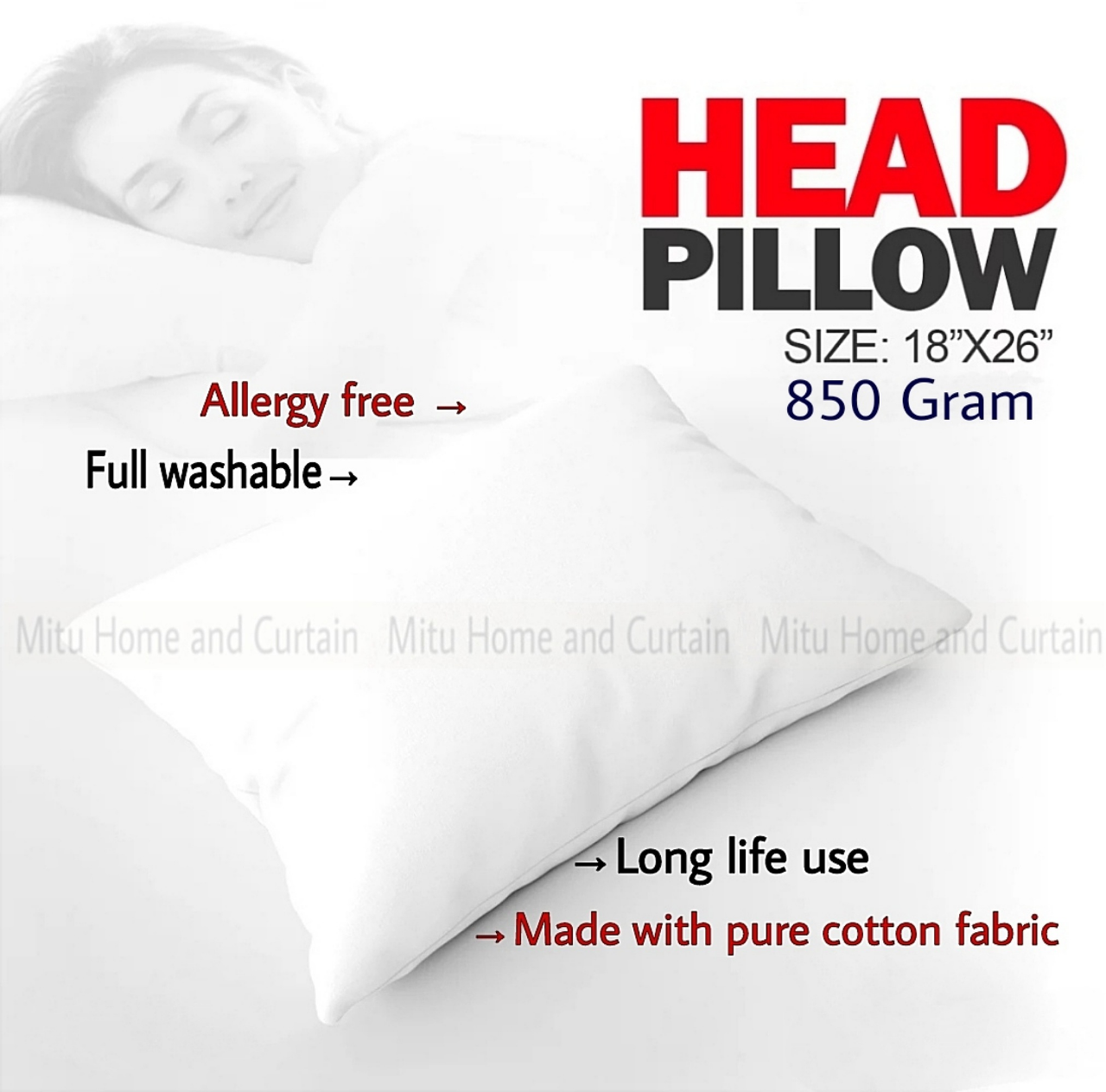 Buy 1 piece Exclusive Korean fiber Head pillow standard 18*26 size Cotton Fabric Head Pillow 900 gram Mathar balish Online in Bangladesh at Best Prices on Othoba.com. 