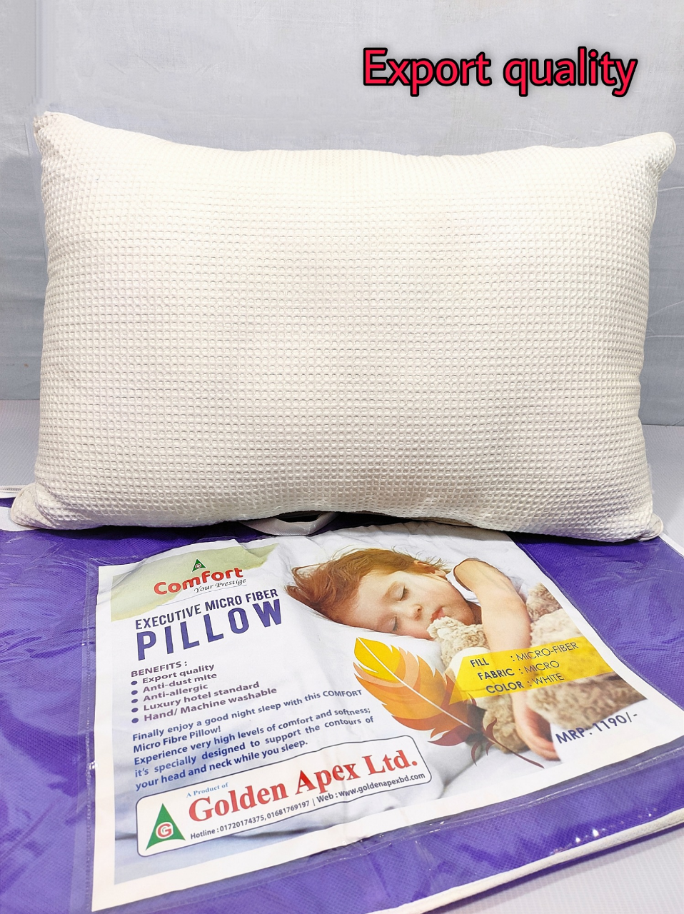 Buy Comfort micro fiber head pillow Pillow Head pillow Balish Mathar balish imported cotton 3D texture fabric pillow 18*26 standard size 1pcs Online in Bangladesh at Best Prices on Othoba.com. 