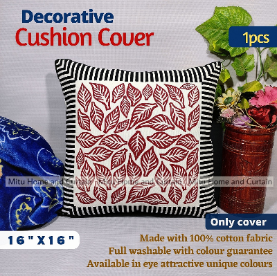 Buy Cushion Cover Full washable with Color Guarantee 100% cotton fabric and zipper facility Standard 16"X 16" size 1pcs Blue, Cream, White, Red, Brown Online in Bangladesh at Best Prices on Othoba.com
