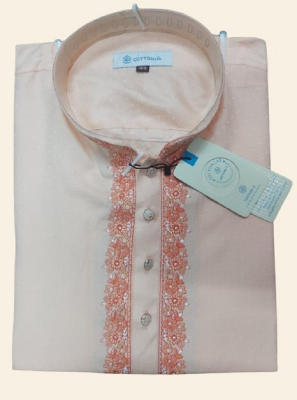 Buy premium-mens-cream-colour-gorgeous-design-soft-cotton-panjabi at Best Price In Bangladesh