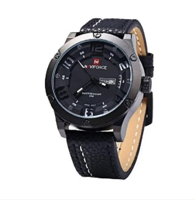 Picture of Synthetic Leather Analog Lighter Watch for Men-Black Color