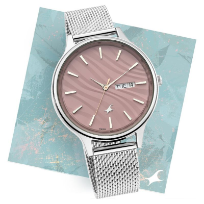 Buy Fastrack 6207SM01 Ruffles Quartz Analog with Day and Date Pink Dial Stainless Steel Strap at Best Price In Bangladesh
