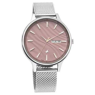Buy Fastrack 6207SM01 Ruffles Quartz Analog with Day and Date Pink Dial Stainless Steel Strap at Best Price In Bangladesh