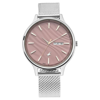 Buy Fastrack 6207SM01 Ruffles Quartz Analog with Day and Date Pink Dial Stainless Steel Strap at Best Price In Bangladesh