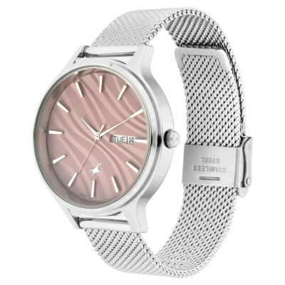 Buy Fastrack 6207SM01 Ruffles Quartz Analog with Day and Date Pink Dial Stainless Steel Strap at Best Price In Bangladesh