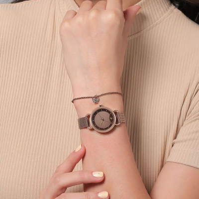 Buy Fastrack 6221QM01F Pulse Quartz Analog Brown Dial Stainless Steel Strap Watch at Best Price In Bangladesh