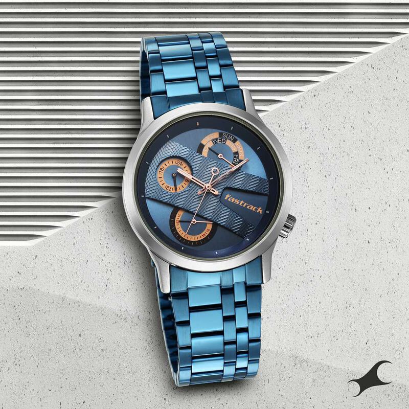 Buy Fastrack 3281KM02 Exuberant Quartz Analog Blue Dial Metal Strap Watch at Best Price In Bangladesh
