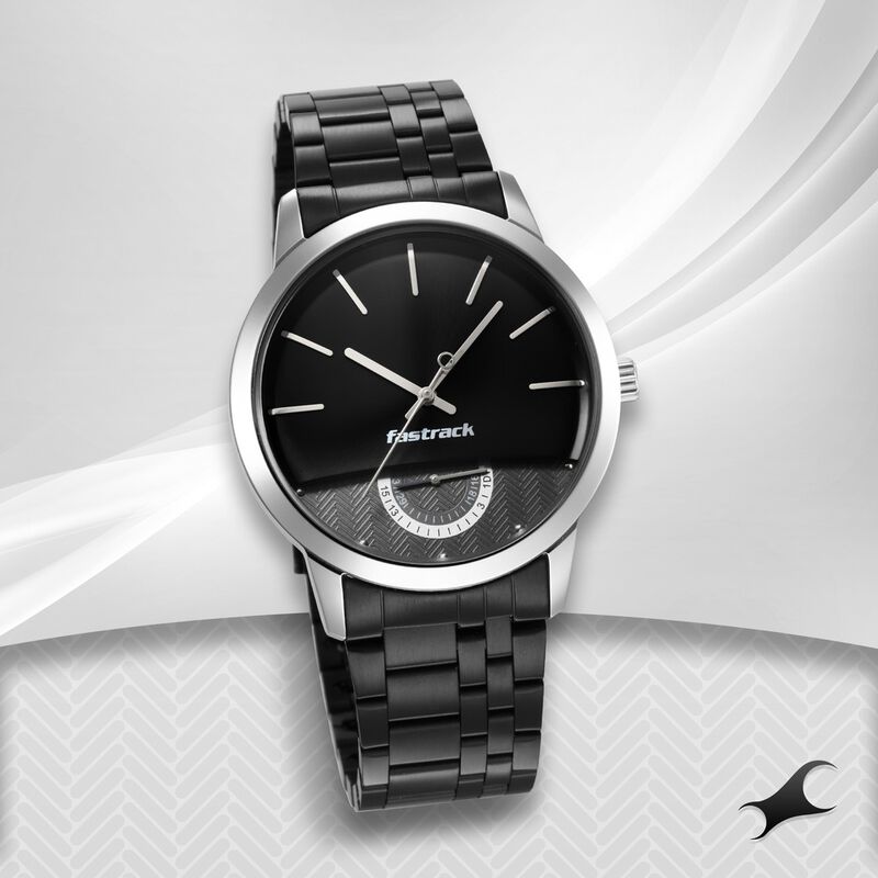 Buy Fastrack 3289KM01 Opulence Date Black Dial Stainless Steel Strap Watch at Best Price In Bangladesh