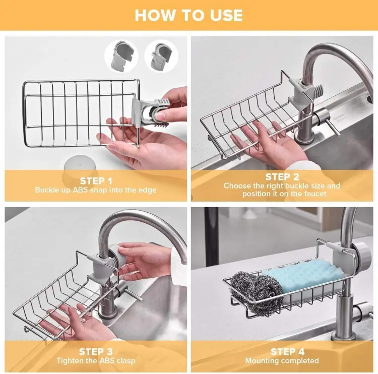 Buy Faucet Rack Stainless Steel Kitchen Sink Caddy Storage Rack at Best Price In Bangladesh