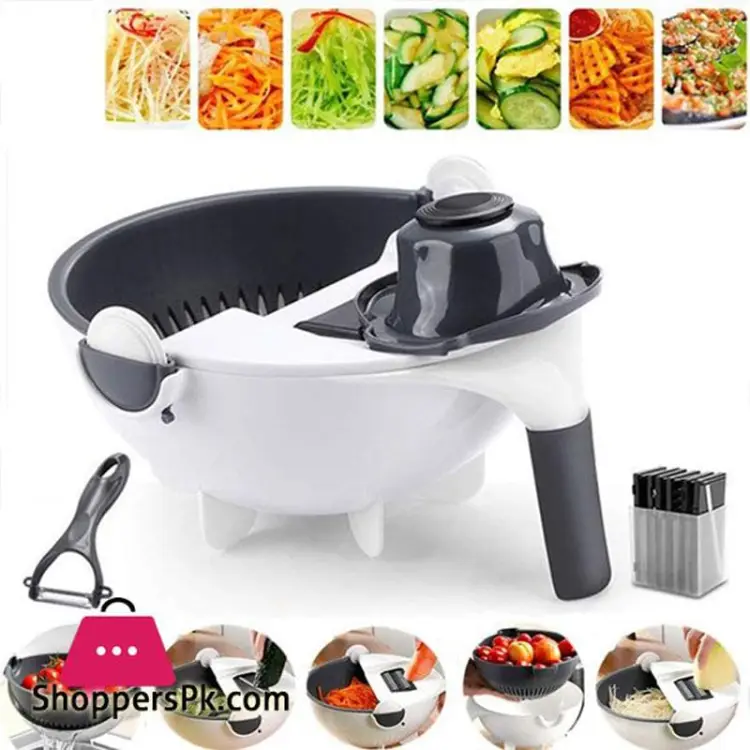 Buy New 9 In 1 Multifunction Magic Rotate Vegetable Cutter - Effortless Vegetable Preparation - Kitchen Essential Online at Best Price In Bangladesh
