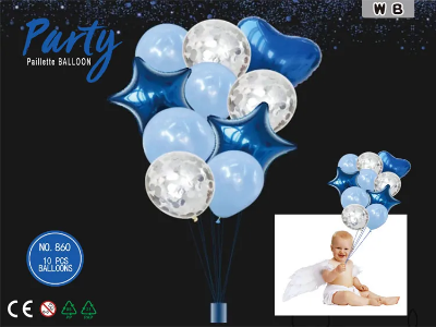 Picture of 10 পিস পার্টি ফয়েল + লেটেক্স + কনফেটি বেলুন সেট (চীন) যে কোনও রঙ বেছে নিন।