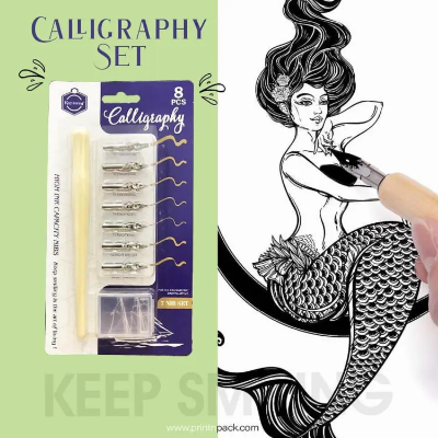 Picture of Keepsmiling 7 নিব ক্যালিগ্রাফি ডিপ পেন সেট সাথে কাঠের হোল্ডার