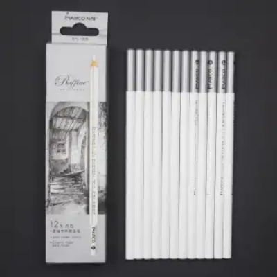 Picture of 12 পিস মার্কো রাফিন 7012 পেশাদার অঙ্কন স্কেচ প্যাস্টেল আর্ট হোয়াইট পেন্সিল