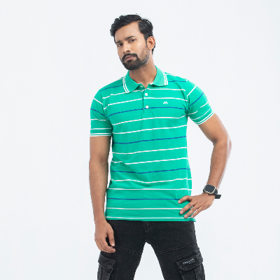 Buy  Stripe Polo Shirt - Green Online at Best Price