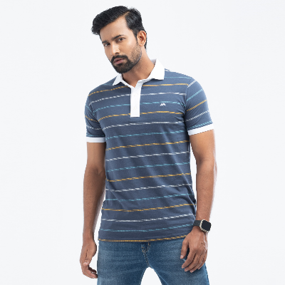 Buy  Stripe Polo Shirt - Navy Online at Best Price
