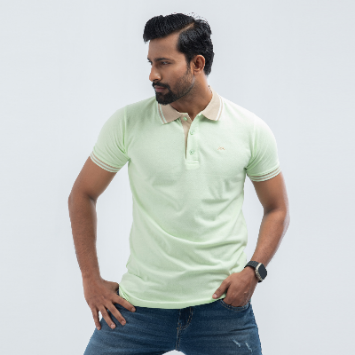 Buy  Contrast Polo Shirt - Lime  Online at Best Price