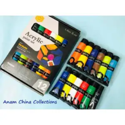 Picture of শিক্ষার্থীদের এবং শিল্পীদের জন্য keepsmiling এক্রাইলিক পেইন্ট সেট 12 উজ্জ্বল রং, 30ml
