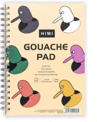 Picture of Himi gouache pad 7x10'' (98lb/160g) 50 শীট মিক্স পেপার প্যাড, সাইড ওয়্যার বাউন্ড, ফাইন টেক্সচার, স্কেচিংয়ের জন্য গাউচে অ্যাক্রিলিক আর্ট প্যাড, কালি স্কেচ বুক, আর্ট সাপ্লাই ড্রইং প্যাড
