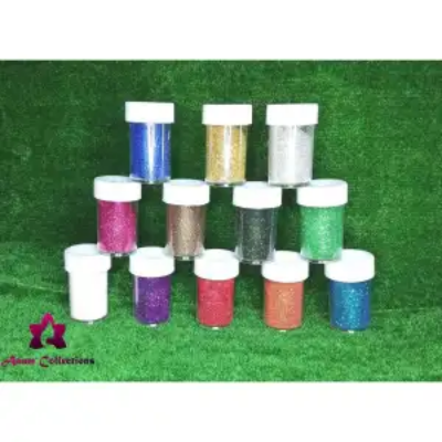 Picture of বিভিন্ন রঙের ক্রাফট গ্লিটার শেকার জারস নন টক্সিক ভাইব্রেন্ট কালার 12 পিস সহ সুন্দর বোতলের সেট