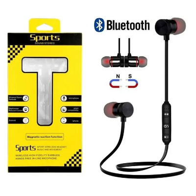 Buy Wireless Sports Bluetooth Magnet Earphone With Mic - Black - Neckband at Best Price In Bangladesh