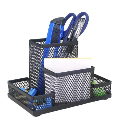 Buy Pen/Pencil Holder Stationary Storage Stand for Office, Home, and Study Table | Compartment Metal Mesh Desk Organizer | Office Accessories (4 Compartment, Pack of 1) at Best Price In Bangladesh