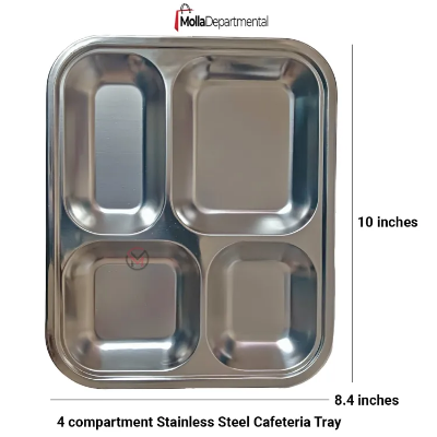 Buy MollaDepartmental 1 PCS 4 compartment Stainless Steel Cafeteria Tray at Best Price In Bangladesh