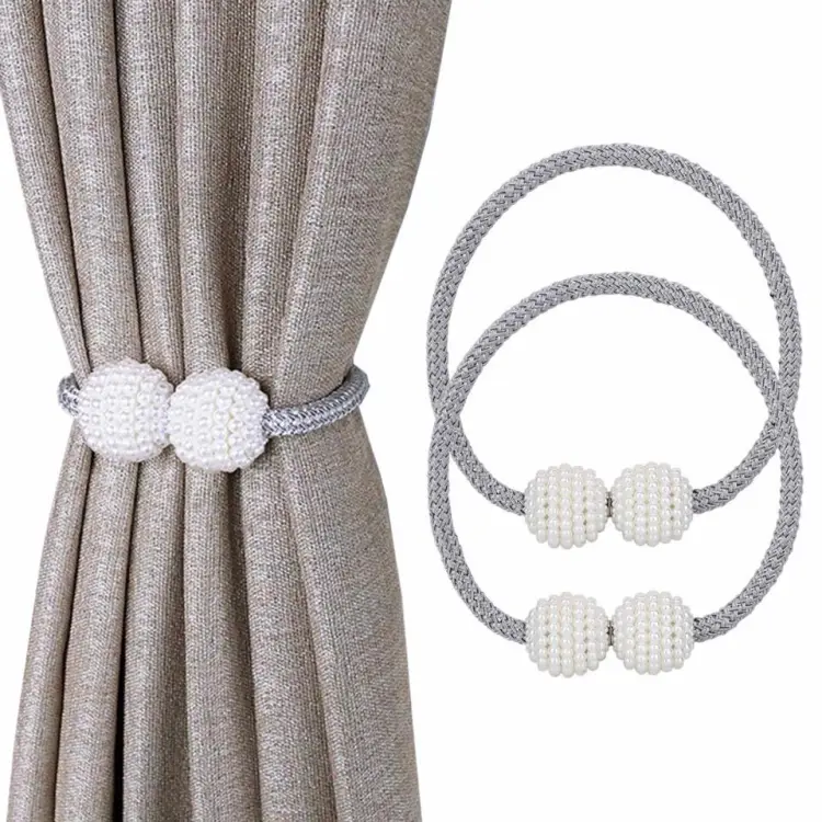 Buy Magnetic Curtain Tiebacks Convenient Drape Tie Backs - Pearl Decorative Rope Holdback Holder for Window Drapries Color Beige (1pair 2 pcs) at Best Price In Bangladesh
