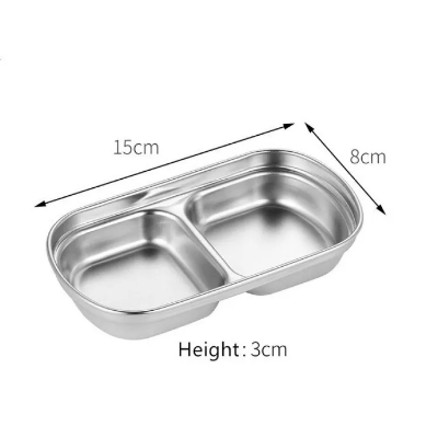Buy 2 compartment Sauce Dish Snack Serving Tray 304 Stainless Steel Sauce Dishes Spice Plates Kitchen Supplies Spice Plate at Best Price In Bangladesh