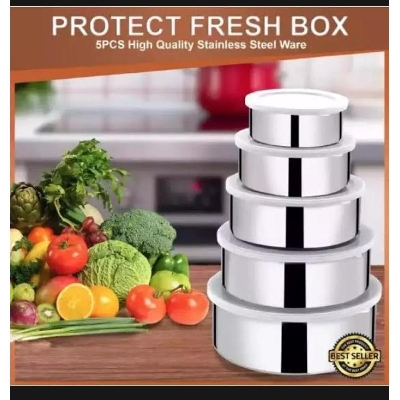Picture of STAINLESS STEEL FOOD BOX 5 PISCES WITH FOOD GRADE PLASTIC COVER