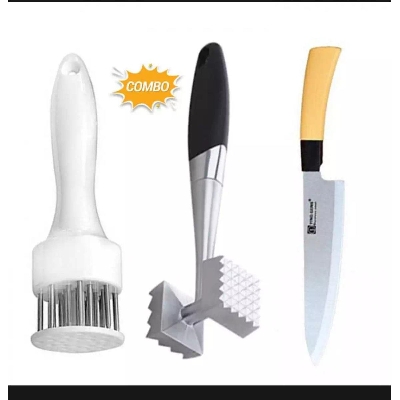 Picture of Combo of BBQ Grill Stand, Kitchen Knife, Meat Hammer and Meat Tenderizer