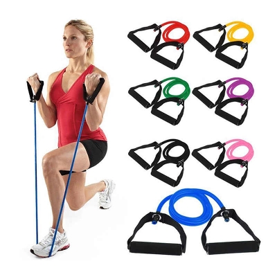 Picture of Fitness Resistance Bands Pull Rope Exercise Tube With Door Anchor and Manual For Resistance Training Physical Therapy Home