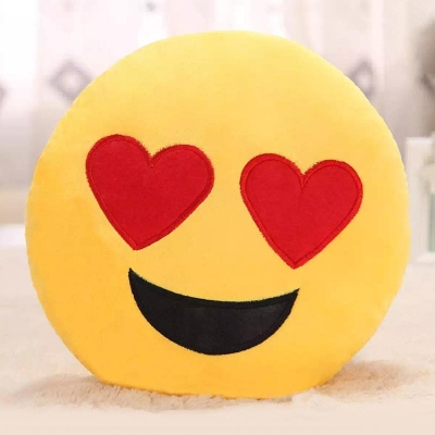 Picture of 1Pcs Wink Blow Heart Kiss Emoji Pillow 10 Inch Large Yellow Smiley Emoticon