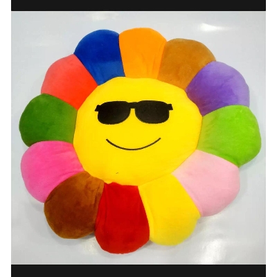 Picture of Sunflowers Emoji Expression Multi Color Throw Pillow Plush Sofa Car Office Back Cushion lough