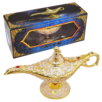 Picture of Aladdin Lamp Magic Genie Wishing Light,Collectable Rare Classic Arabian Costume Props Lamp Tabletop Decor Crafts For Home/Wedding Decoration&Gift For Party/Halloween/Birthday