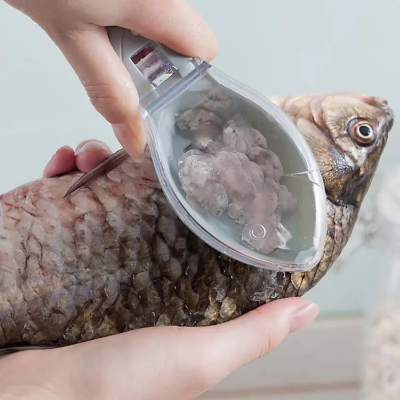 Picture of Multifunctional Fish Clean Scales Fish Killing Knife Scraping Scale with Clear Cover Fish Scalar Kitchen Cooking Tools