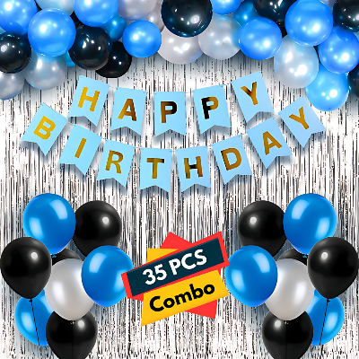 Birthday Decoration Combo Black & Golden Theme 