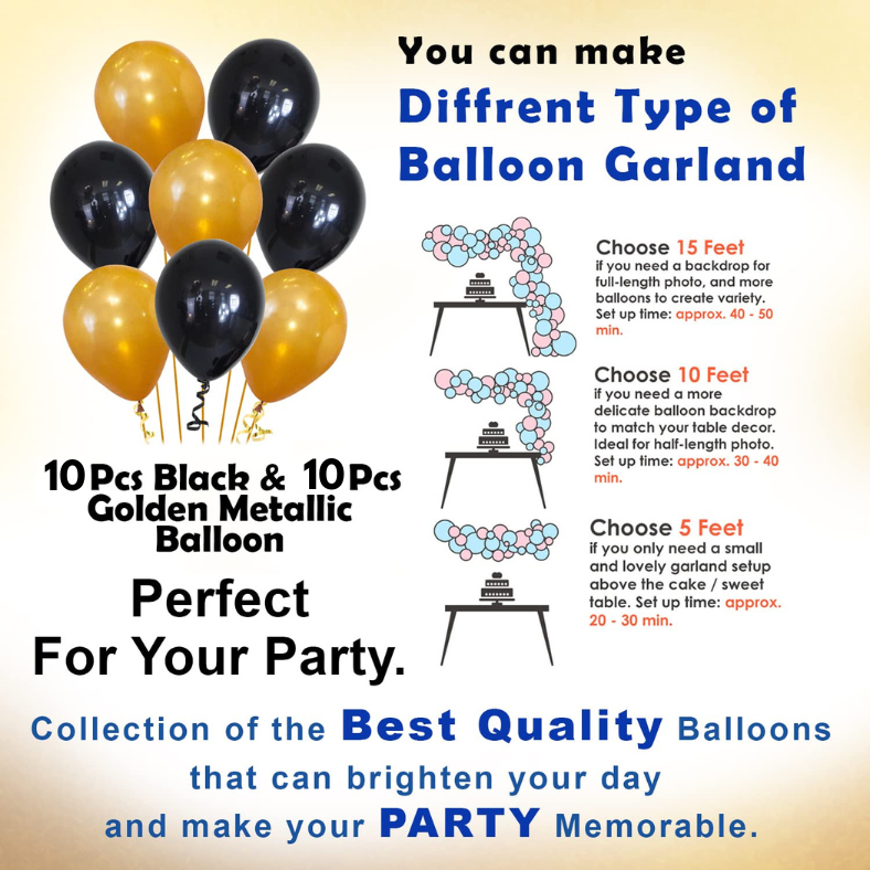 Birthday Decoration Combo Black & Golden Theme 