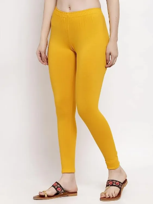 Buy Yellow color Women/Girl Leggings Fabrics Cotton Long Churidar Ties Pant Leggings  at Best Prices in Bangladesh