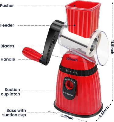 Buy Rotary Cheese Grater,3 in 1 Multi-functional Mandoline Vegetable Shredder,Slicer, 3 Drum Blades in Set Online at Best Price In Bangladesh