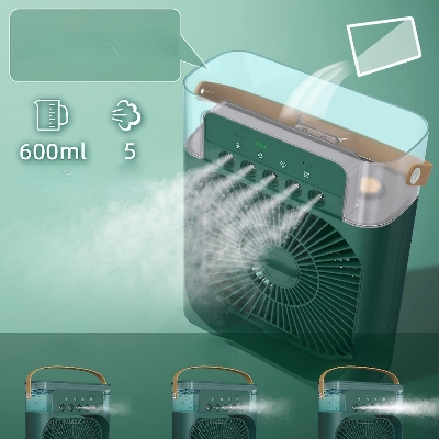Picture of Electric 3-Speed Fan Humidifier Cooler Spray Mist Colors LED Light Table Fan Purifying Spray Fragrance 180° rotation Usb Air Cooling Fan Desktop Mini Portable