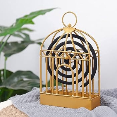Picture of Birdcage Shape Iron 1Pcs - Mosquito Coil Holder Stand Mosquito Repellent Incense Burner Holder Hanger for Indoor Home Living Room Bedroom Hotel-Black