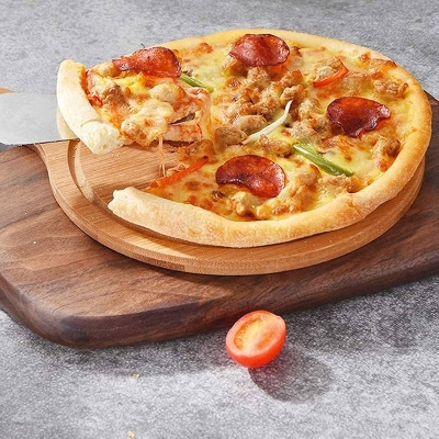 Picture of Simple Style Wooden Round Shaped Pizza Tray / Chopping Board ( 9 Inch ) ( 2PCS)