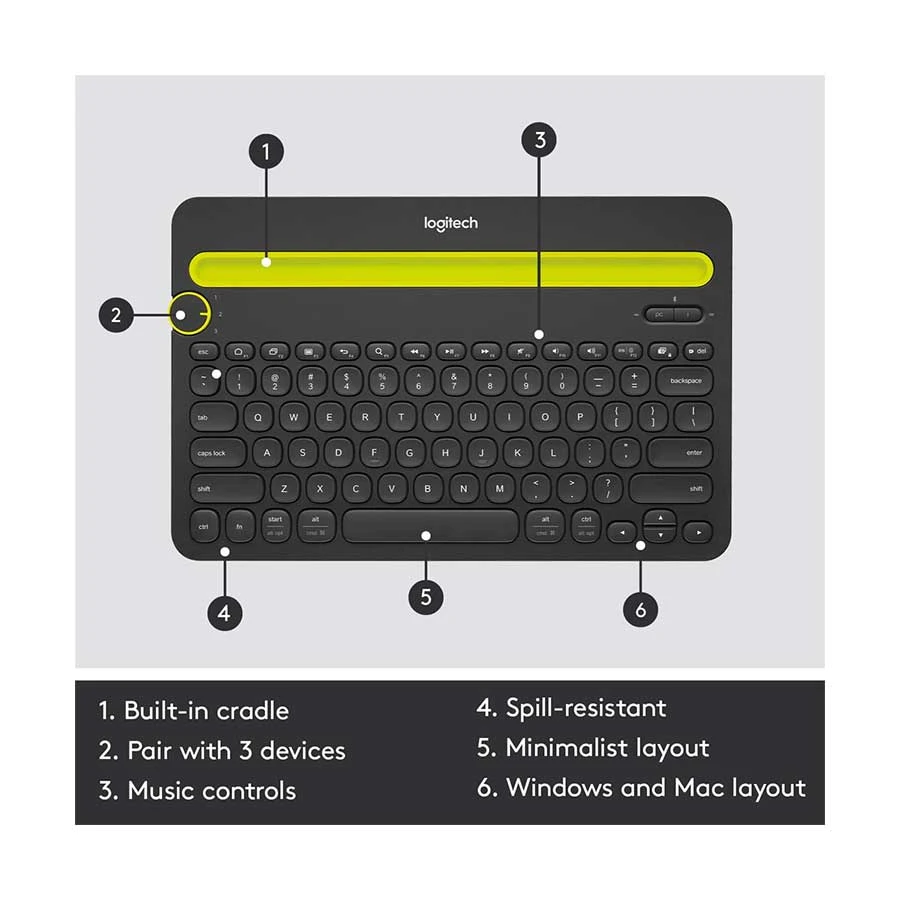 Buy Logitech K480 Bluetooth Multi Device Keyboard Black at Best Price In Bangladesh