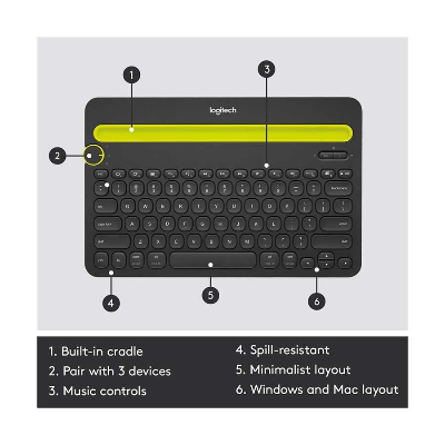 Buy Logitech K480 Bluetooth Multi Device Keyboard Black at Best Price In Bangladesh