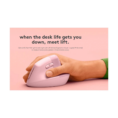Buy Logitech Ergo Series Lift Bluetooth Vertical Ergonomic Mouse Rose at Best Price In Bangladesh