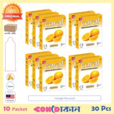 Picture of Coral Orange Flavoured Condom 10 Packet (30 Pcs)