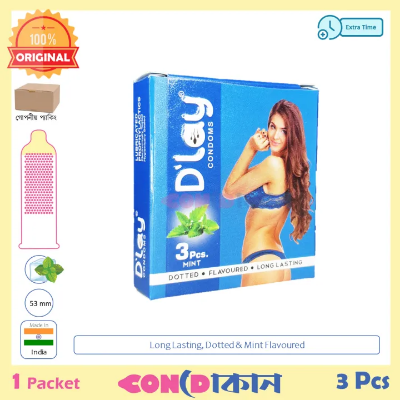 Picture of D'Lay Long Lasting Dotted Mint Flavoured Condom 1 Pack (3 Pcs)