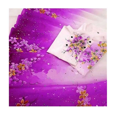 Picture of Dhupian Half Silk Hand Paint Cotton Couple Set Saree and Panjabi - 359