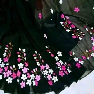 Picture of Dhupian Half Silk Hand Paint Cotton Couple Set Saree and Panjabi - 361